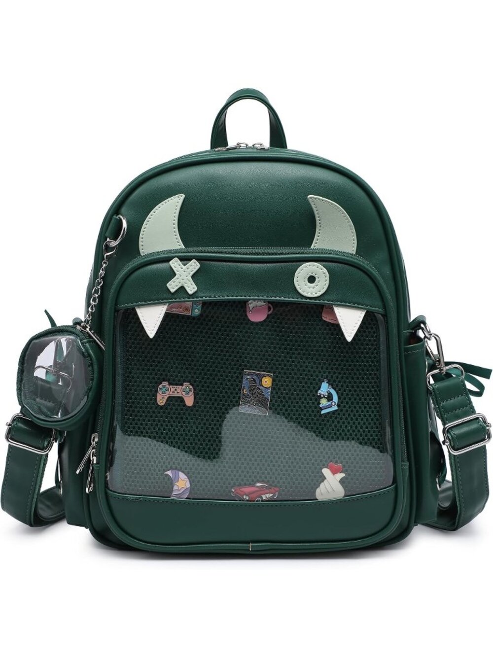 🎃Green Devil Halloween Ita Backpack Crossbody Purse For Gothic Anime PU Leather